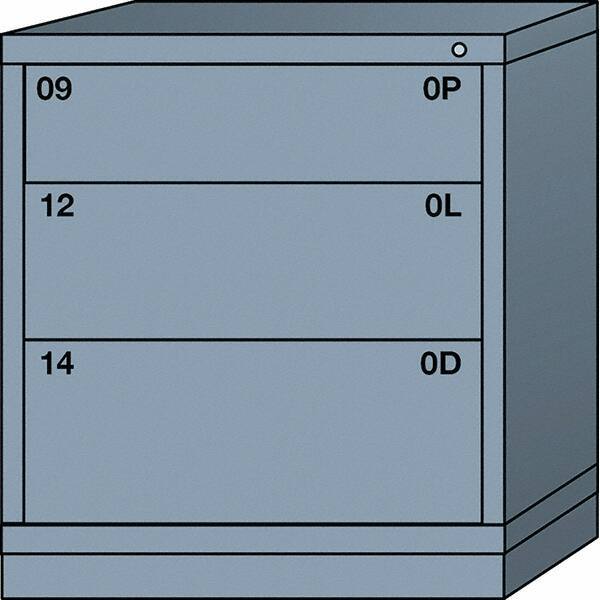 Lyon - 3 Drawer, Standard Bench Height - Multiple Drawer Access Cabinet - Steel, 30" Wide x 28-1/4" Deep x 33-1/4" High, Dove Gray - Industrial Tool & Supply