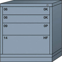 Lyon - 4 Drawer, Standard Bench Height - Single Drawer Access Cabinet - Steel, 30" Wide x 28-1/4" Deep x 33-1/4" High, Dove Gray - Industrial Tool & Supply