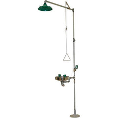 Haws - 25 GPM shower Flow, Drench shower, Eye & Face Wash Station - Bowl, Push Flag Activated, Galvanized Steel Pipe, Plastic Shower Head, Wheelchair Accessible - Industrial Tool & Supply