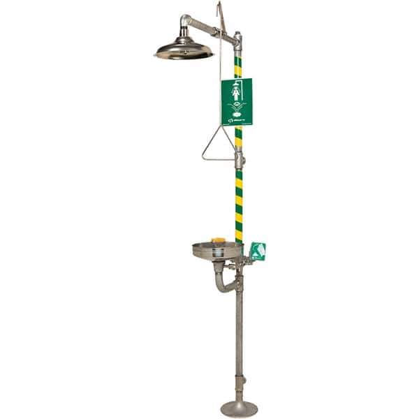 Haws - 23.7 GPM shower Flow, Drench shower, Eye & Face Wash Station - Bowl with Hinged Dust Cover, Triangular Pull Rod & Push Flag Activated, Stainless Steel Pipe, Stainless Steel Shower Head, Corrosion Resistant - Industrial Tool & Supply