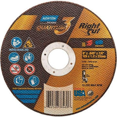 Norton - 5" 46 Grit Ceramic Alumina Cutoff Wheel - 0.045" Thick, 7/8" Arbor, 12,225 Max RPM, Use with Angle Grinders - Industrial Tool & Supply