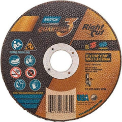 Norton - 5" 36 Grit Ceramic Alumina Cutoff Wheel - 1/16" Thick, 7/8" Arbor, 12,225 Max RPM, Use with Angle Grinders - Industrial Tool & Supply