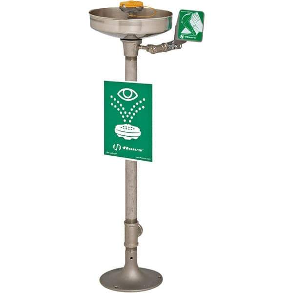 Haws - 15" Wide x 40" High, Pedestal Mount, Stainless Steel Bowl, Eye & Face Wash Station - 11" Inlet, 3.7 GPM Flow Rate - Industrial Tool & Supply