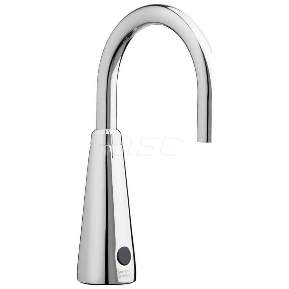 Electronic & Sensor Faucets; Type: Electronic Proximity Lavatory Faucet; Style: Contemporary; Spout Type: Gooseneck; Mounting Centers: Single Hole; Voltage (AC): 120/240; Finish/Coating: Polished Chrome; Special Item Information: Vandal-Resistant; Touchle