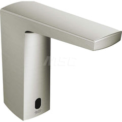 Electronic & Sensor Faucets; Type: Integrated Proximity Lavatory Faucet; Style: Modern; Spout Type: Standard; Mounting Centers: Single Hole; Finish/Coating: Brushed Nickel; Voltage (DC): 6; Special Item Information: Above-Deck Mixing; Touchless Faucet; 1.