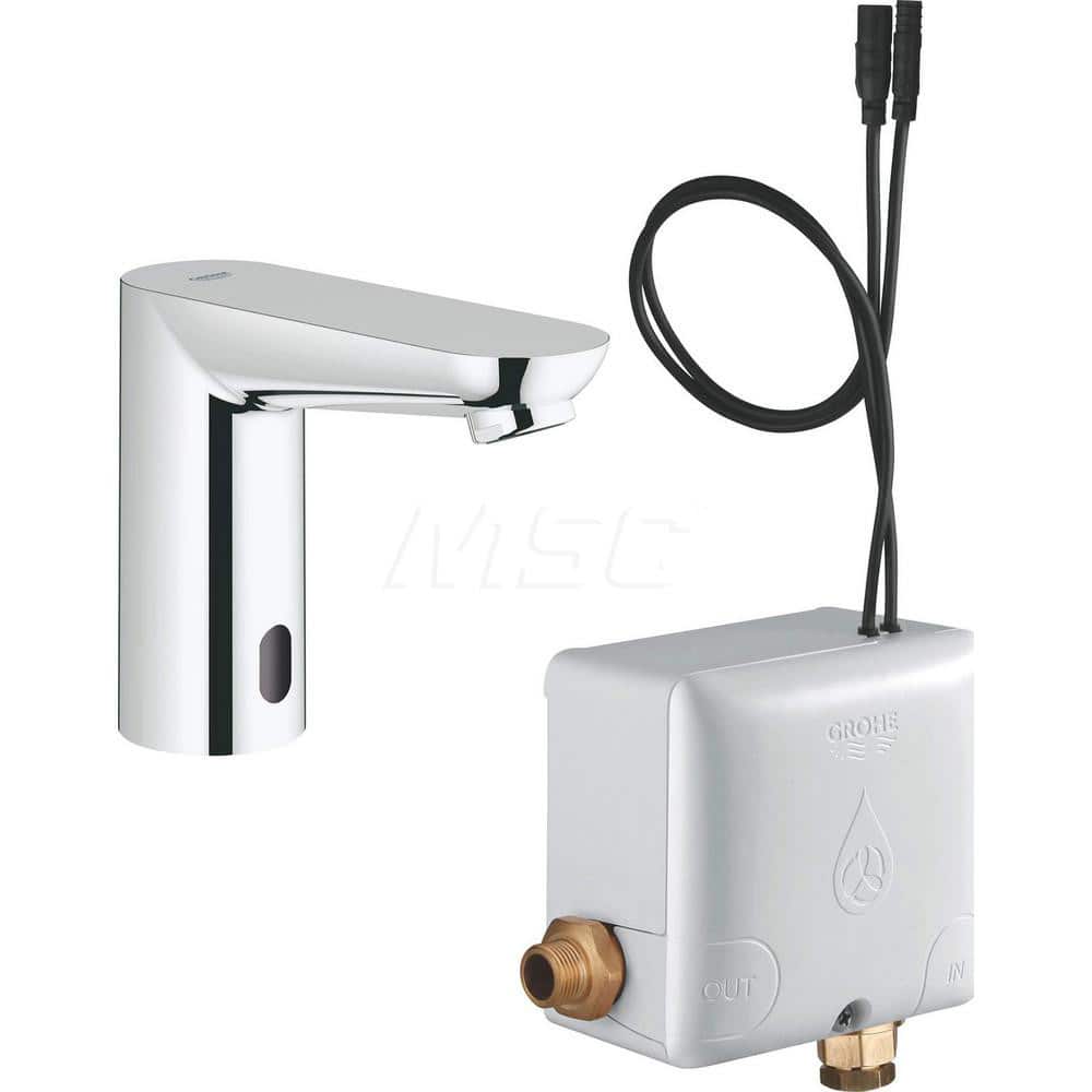 Electronic & Sensor Faucets; Type: Cosmopolitan Electronic Touchless Centerset with Power Box; Style: Contemporary; Spout Type: Standard; Mounting Centers: Single Hole; Finish/Coating: Chrome; Voltage (DC): 6; Special Item Information: Touchless Faucet; S