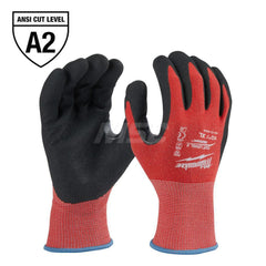 Cut, Puncture & Abrasive-Resistant Gloves: Size XL, ANSI Cut A2, ANSI Puncture 0, Nitrile, Nylon Red, Palm & Fingers Coated, Nitrile Lined, Nylon Back, Smooth Grip, ANSI Abrasion 0
