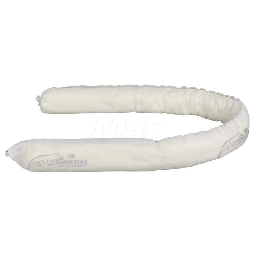 Absorbent Sock: Absorbs All Liquid, 6″ Dia, 36' OAL, 1 gal Absorption, Polypropylene & Polyester, White