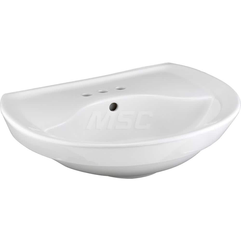 Sinks; Type: Pedestal Sink Top; Outside Length: 15-1/2; Outside Width: 15-1/2; Outside Height: 8-1/2; Inside Length: 12; Inside Width: 14; Depth (Inch): 7; Number of Compartments: 1.000; Includes Items: Pedestal Sink Top; Wall Hanger; Material: Vitreous C