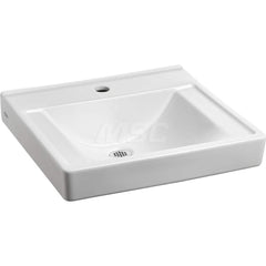 Sinks; Type: Wall-Hung Sink; Outside Length: 20-1/4; Outside Width: 21; Outside Height: 7-3/8; Inside Length: 14-9/16; Inside Width: 15; Depth (Inch): 5; Number of Compartments: 1.000; Includes Items: Wall-Hung Sink; Wall Hanger; Material: Vitreous China;