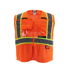 High Visibility Vest: 2X & 3X-Large Orange, Zipper Closure