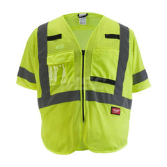 High Visibility Vest: Large & X-Large Yellow, Zipper Closure