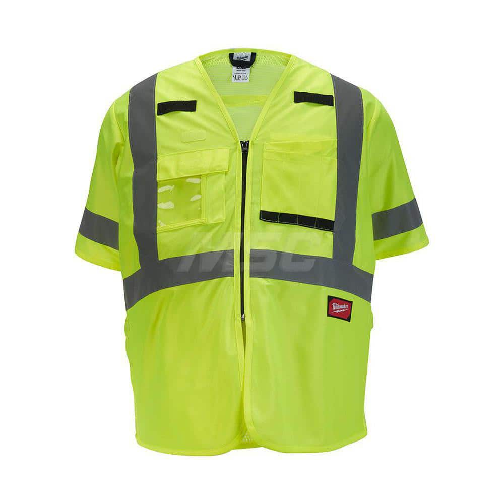 High Visibility Vest: 2X & 3X-Large Yellow, Zipper Closure