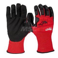 Cut, Puncture & Abrasive-Resistant Gloves: Size S, ANSI Cut A3, ANSI Puncture 0, Nitrile, Nylon Red, Palm & Fingers Coated, Nitrile Lined, Nylon Back, Smooth Grip, ANSI Abrasion 0