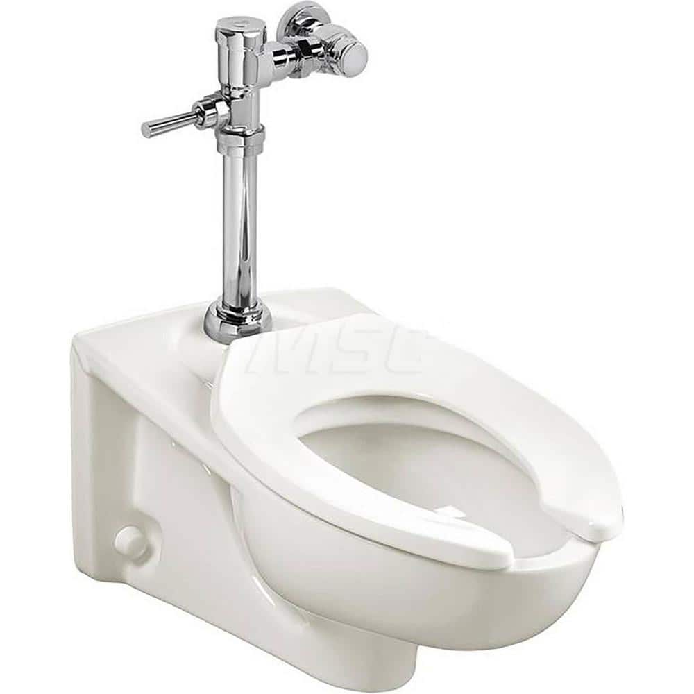 Toilets; Type: Toilet with Exposed Manual Flush Valve; Bowl Shape: Elongated; Mounting Style: Wall; Gallons Per Flush: 1.1; Overall Height: 28-1/2; Overall Width: 14; Overall Depth: 26; Rim Height: 15; Trapway Size: 2-1/8; Rough In Size: 11.50; Material: