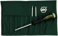 4 Piece - ESD Safe Interchangeable Blade Set Includes ESD Safe Handle - #10891 - Slotted 3; 4; 6 and Phillips #0; 1 & 2 Blades in Canvas Pouch - Industrial Tool & Supply