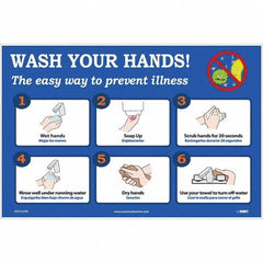 NMC - 1 5-Piece "Wash Your Hands! - The Easy Way to Prevent Illness", 18" Wide x 12" High, Paper Safety Sign - Industrial Tool & Supply