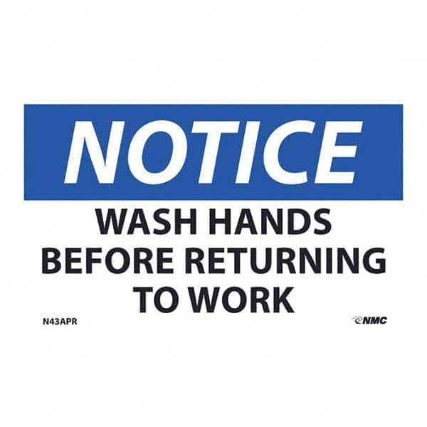 NMC - 1 5-Piece Restroom, Janitorial & Housekeeping Label - Legend: Notice - Wash Hands Before Returning to Work - Industrial Tool & Supply