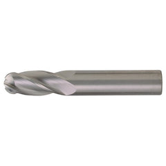 ‎3/16″ Dia. × 3/16″ Shank × 1-1/8″ DOC × 3″ OAL, Carbide Bright, Spiral , 4 Flute, CW Helix, Round, Ballnose End Mill
