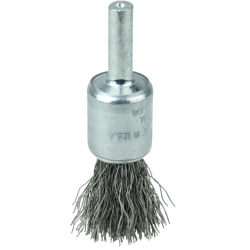 1/2″ Coated Cup Crimped Wire End Brush, .0104″ Steel Fill - Industrial Tool & Supply