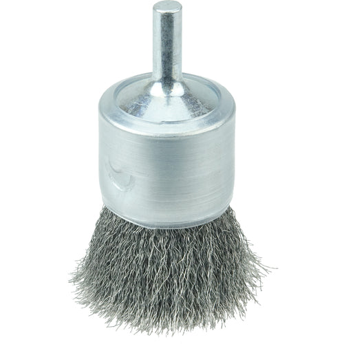 1″ Coated Cup Crimped Wire End Brush, .006″ Steel Fill - Industrial Tool & Supply