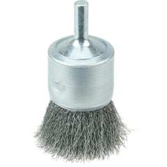 1″ Coated Cup Crimped Wire End Brush, .006″ Steel Fill - Industrial Tool & Supply
