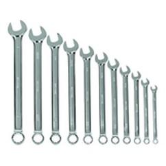 11 Pieces - Chrome - High Polished Wrench Set - 3 /8 - 1" - Industrial Tool & Supply