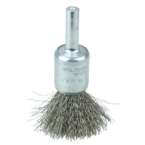 1/2″ Coated Cup Crimped Wire End Brush, .006″ Stainless Steel Fill - Industrial Tool & Supply