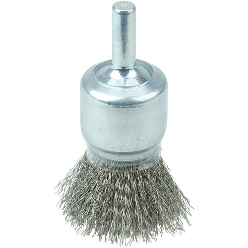 3/4″ Coated Cup Crimped Wire End Brush, .006″ Stainless Steel Fill - Industrial Tool & Supply