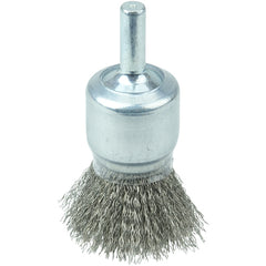 3/4″ Coated Cup Crimped Wire End Brush, .006″ Stainless Steel Fill - Industrial Tool & Supply