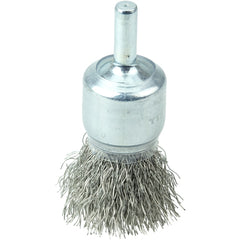 3/4″ Coated Cup Crimped Wire End Brush, .0104″ Stainless Steel Fill - Industrial Tool & Supply