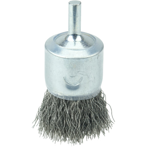 1″ Coated Cup Crimped Wire End Brush, .0104″ Stainless Steel Fill - Industrial Tool & Supply