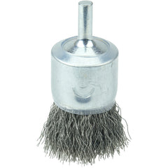 1″ Coated Cup Crimped Wire End Brush, .0104″ Stainless Steel Fill - Industrial Tool & Supply
