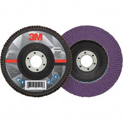 3M - 5" Disc Diam, 7/8" Center Hole, Type 27 Ceramic Flap Disc - 12,000 Max RPM, Fiberglass Backing, Arbor Attaching System, Coated - Industrial Tool & Supply