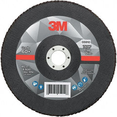 3M - 7" Disc Diam, 7/8" Center Hole, Type 27 Ceramic Flap Disc - 8,600 Max RPM, Fiberglass Backing, Arbor Attaching System, Coated - Industrial Tool & Supply
