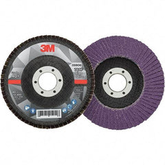 3M - 4-1/2" Disc Diam, 7/8" Center Hole, Type 29 Ceramic Flap Disc - 13,300 Max RPM, Fiberglass Backing, Arbor Attaching System, Coated - Industrial Tool & Supply