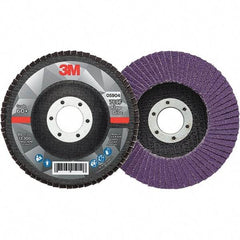 3M - 4-1/2" Disc Diam, 7/8" Center Hole, Type 27 Ceramic Flap Disc - 13,300 Max RPM, Fiberglass Backing, Arbor Attaching System, Coated - Industrial Tool & Supply