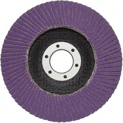 3M - 4-1/2" Disc Diam, 7/8" Center Hole, Type 29 Ceramic Flap Disc - 13,300 Max RPM, Fiberglass Backing, Arbor Attaching System, Coated - Industrial Tool & Supply