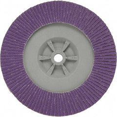 3M - 7" Disc Diam, 5/8-11 Center Hole, Type 29 Ceramic Flap Disc - 8,600 Max RPM, Plastic Backing, Arbor Attaching System, Coated - Industrial Tool & Supply