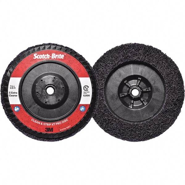 3M - 7" Extra Coarse Grade Silicon Carbide Deburring Disc - 5/8-11 Threaded Center Hole, Quick Change Connection, Purple, 8,600 Max RPM - Industrial Tool & Supply