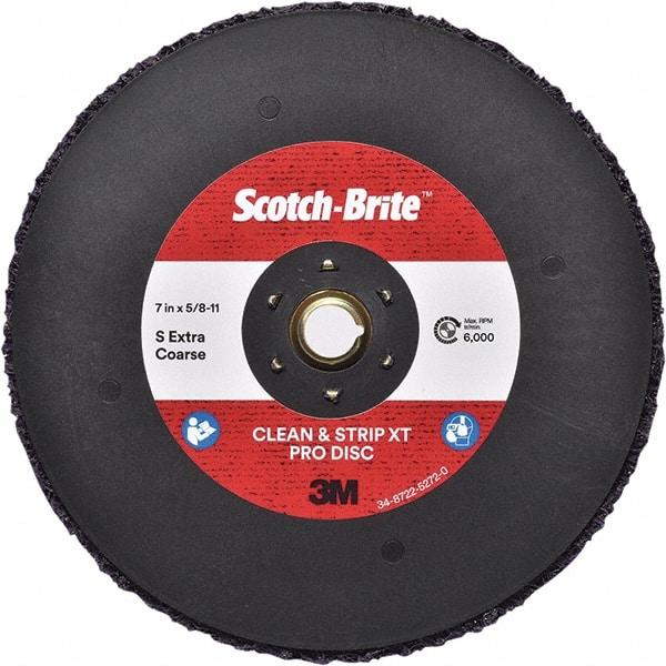 3M - 7" Extra Coarse Grade Silicon Carbide Deburring Disc - 5/8-11 Threaded Center Hole, Quick Change Connection, Purple, 6,000 Max RPM - Industrial Tool & Supply