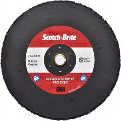 3M - 7" Extra Coarse Grade Silicon Carbide Deburring Disc - 5/8-11 Threaded Center Hole, Quick Change Connection, Purple, 6,000 Max RPM - Industrial Tool & Supply