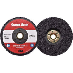 3M - 4-1/2" Extra Coarse Grade Silicon Carbide Deburring Disc - 5/8-11 Threaded Center Hole, Quick Change Connection, Purple, 13,300 Max RPM - Industrial Tool & Supply