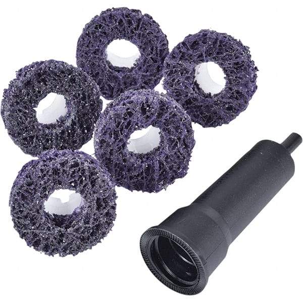 3M - 4" Extra Coarse Grade Silicon Carbide Deburring Disc - 5/8" Center Hole, Quick Change Connection, Purple, 20,000 Max RPM - Industrial Tool & Supply