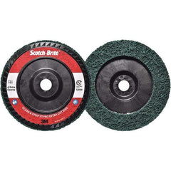 3M - 7" Extra Coarse Grade Aluminum Oxide Deburring Disc - 7/8" Center Hole, Quick Change Connection, Green, 8,600 Max RPM - Industrial Tool & Supply