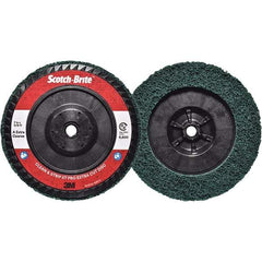 3M - 7" Extra Coarse Grade Aluminum Oxide Deburring Disc - 5/8-11 Threaded Center Hole, Quick Change Connection, Green, 8,600 Max RPM - Industrial Tool & Supply