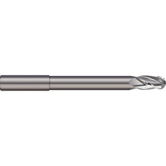 Ball End Mill: 0.0157″ Dia, 0.0157″ LOC, 2 Flute, Solid Carbide 50 mm OAL, 4 mm Shank Dia, 30 ° Helix, Uncoated, Single End