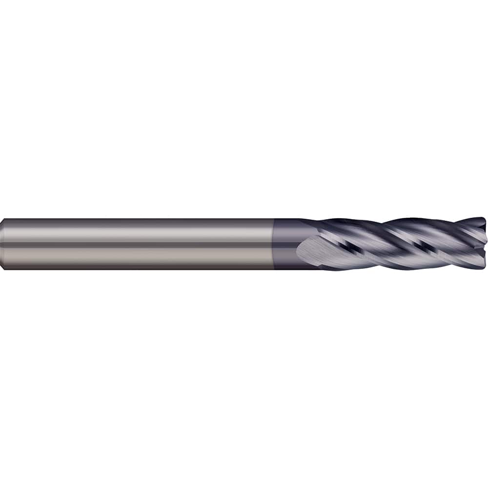 Corner Radius End Mill: 1/4″ Dia, 3/4″ LOC, 0.02″ Radius, 4 Flutes, Solid Carbide 2-1/2″ OAL, 1/4″ Shank Dia, 30 ° Helix, AlTiN Coated, Corner Radius End