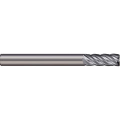 Corner Radius End Mill: 1/2″ Dia, 1″ LOC, 0.09″ Radius, 5 Flutes, Solid Carbide 3″ OAL, 1/2″ Shank Dia, 38 ° Helix, Bright/Uncoated, Corner Radius End