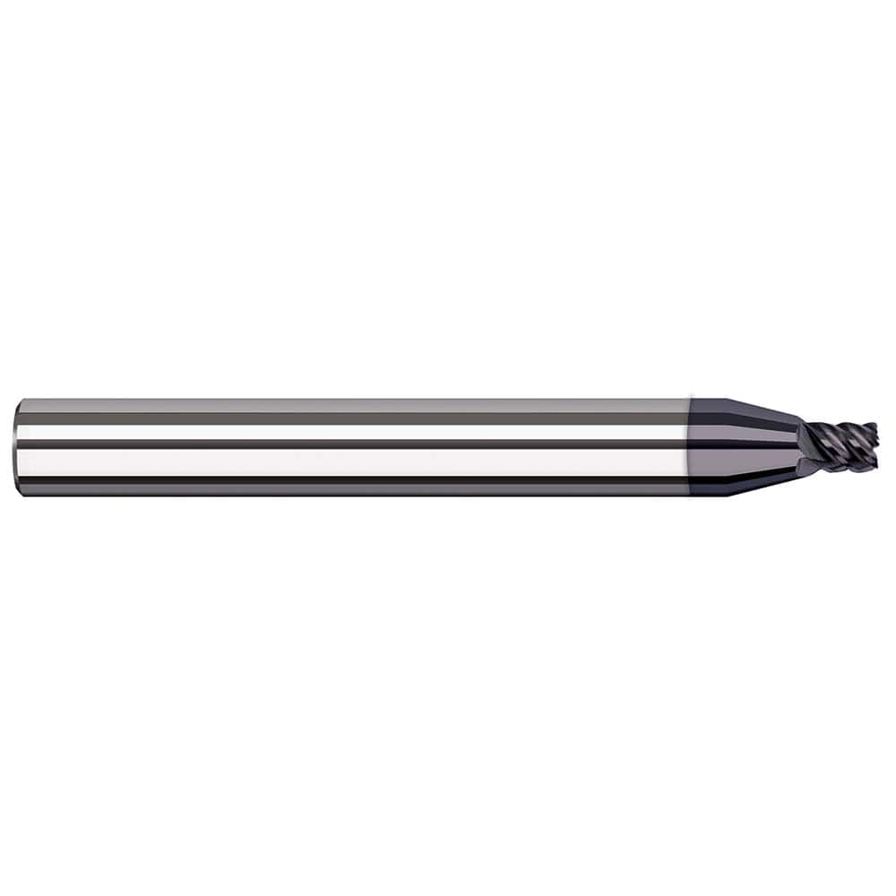 Corner Radius End Mill: 1/8″ Dia, 3/16″ LOC, 0.01″ Radius, 7 Flutes, Solid Carbide 1-1/2″ OAL, 1/8″ Shank Dia, 41 ° Helix, AlTiN Coated, Corner Radius End